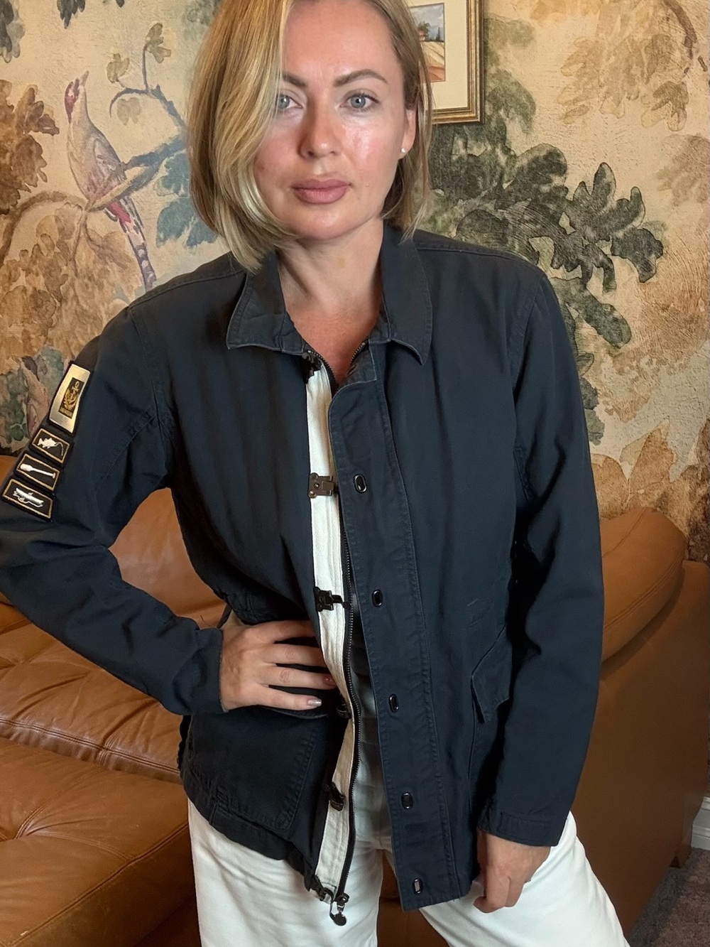 Vintage Y2K Dark Navy Cotton Utility Jacket -Lakegirl Women’s Casual Coat